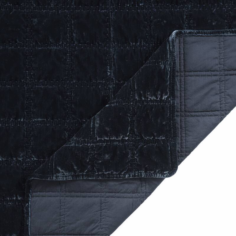 HiEnd Accents Stella Faux Silk Velvet Double Box Stitch Modern Rustic 3 Piece Quilt Set