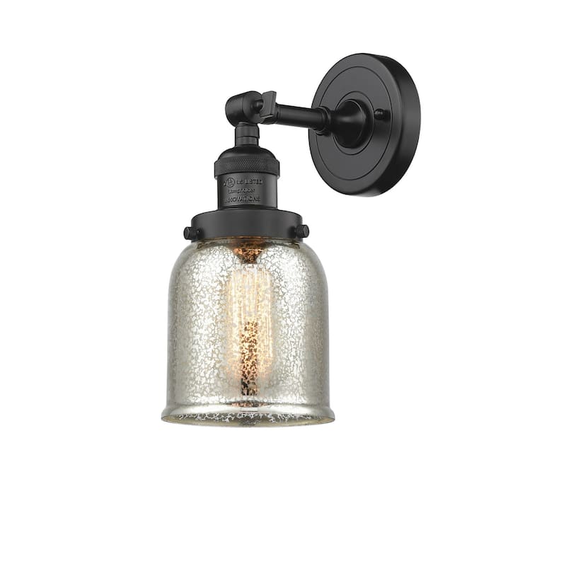 Innovations Lighting Small Bell Single Light 10" Tall Bathroom Sconce - Oil Rubbed Bronze / Silver Plated Mercury
