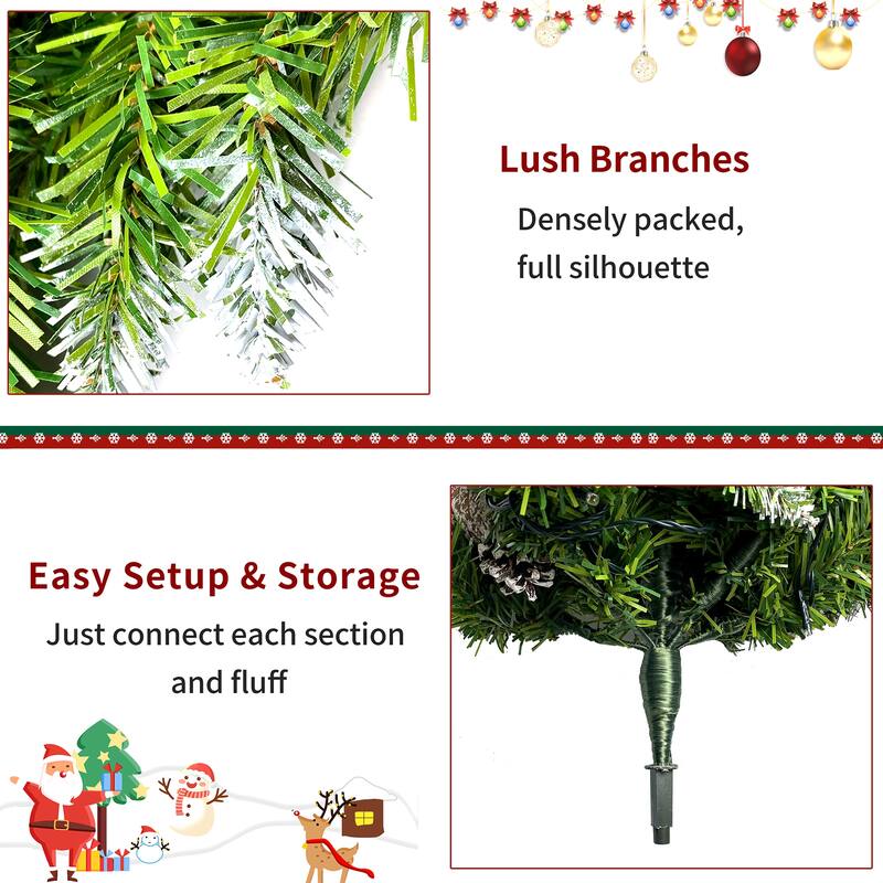 Pre-lit Xmas Tree Artificial Christmas 4-Piece Set in Green