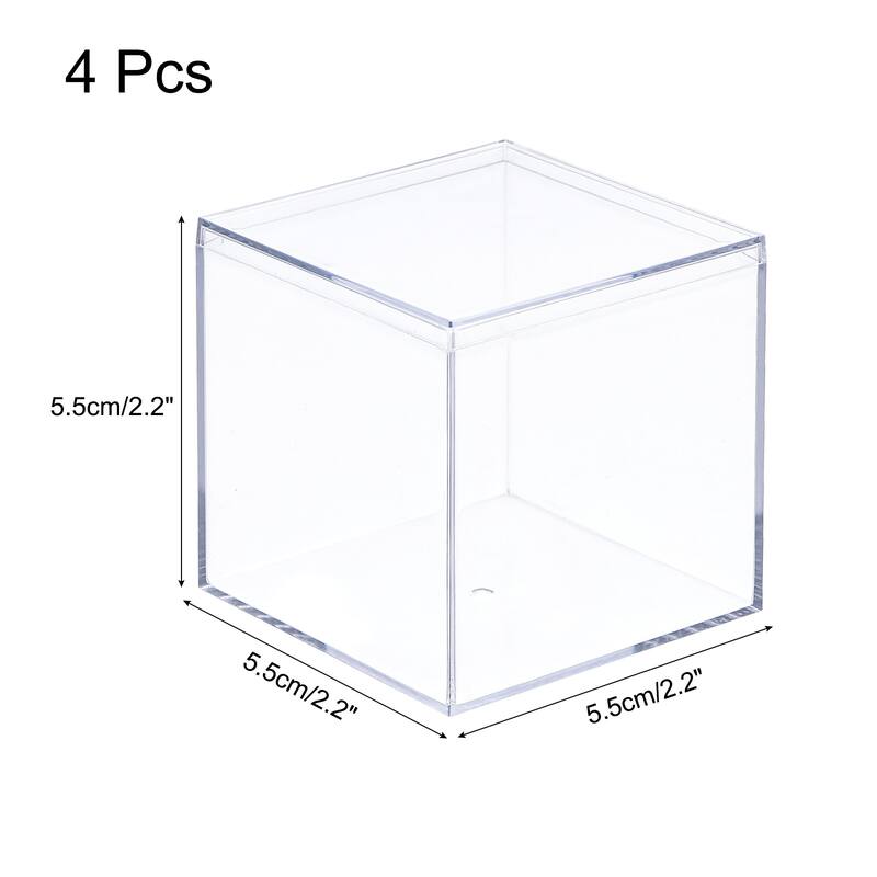 Acrylic Storage Box Square Display Case with Lid, Container Box - Clear - 5.1x5.1x5.1cm