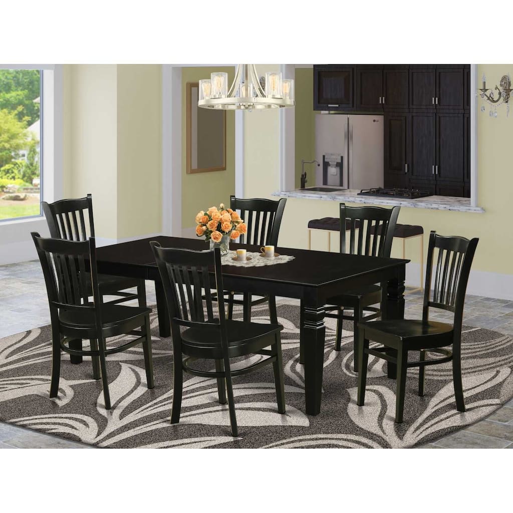 Dining Room Set 7 Piece Table & Chairs Kitchen Set Black Rectangular Table