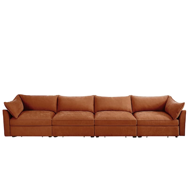 GDFStudio - Super Large 4-Seater 146.4" Chenille Sofa with Storage Pull-Out Drawers
