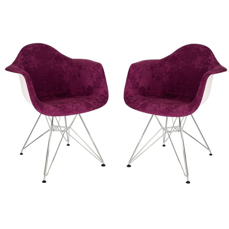 Willow Velvet Accent Armchair with Eiffel Chrome Base Set of 2 by LeisureMod