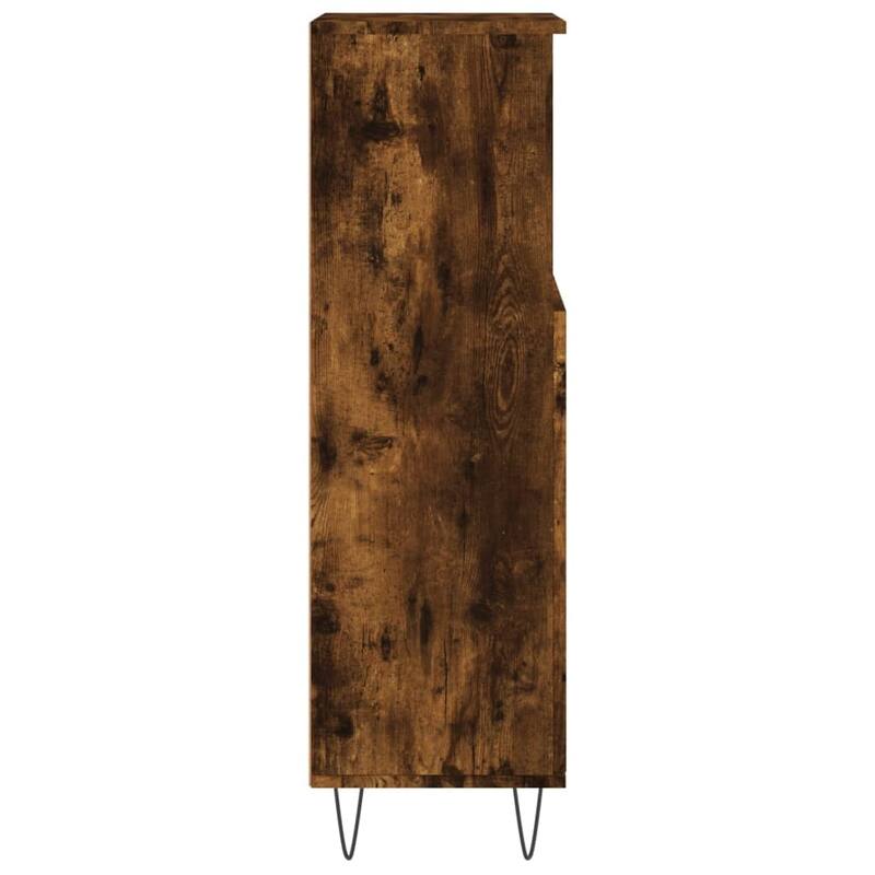 vidaXL Bathroom Cabinet Smoked oak Engineered wood Tall Bathroom Cabinet - 11.8 x 11.8 x 39.4 in