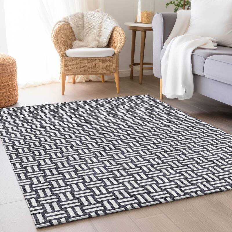 Premium Washable Super Soft Modern Weave Mayfield Rug - Black - 9' x 12'
