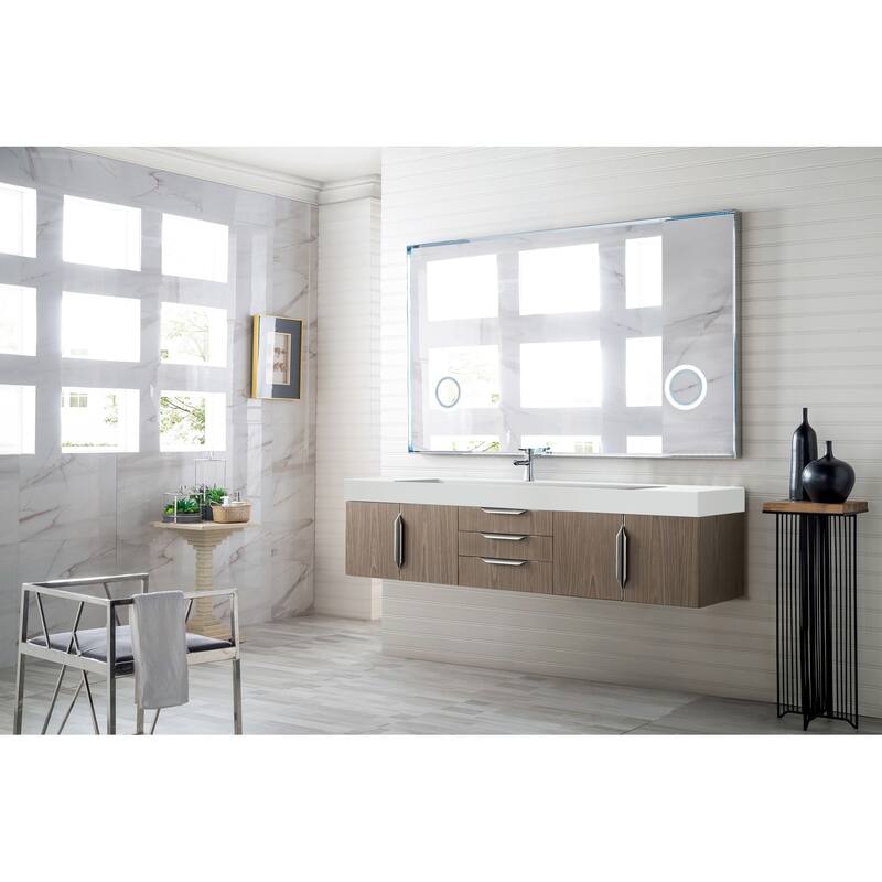 James Martin Vanities Mercer Island 72" Single Vanity, Ash Gray with Brushed Nickel Hardware