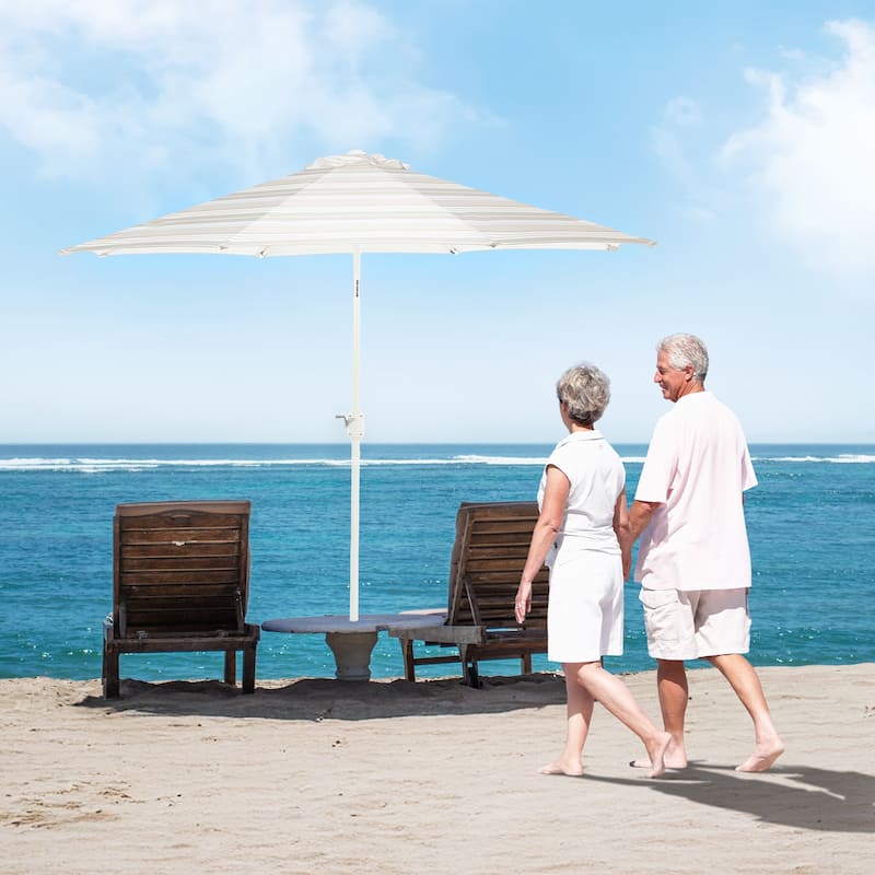 Aoodor 9FT Outdoor Patio Market Umbrella with Push Button Tilt and Crank
