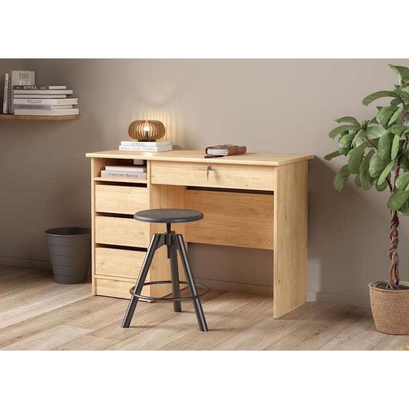 Porch & Den Wescot Home Office Writing Desk with 4 Drawers and Open Shelf