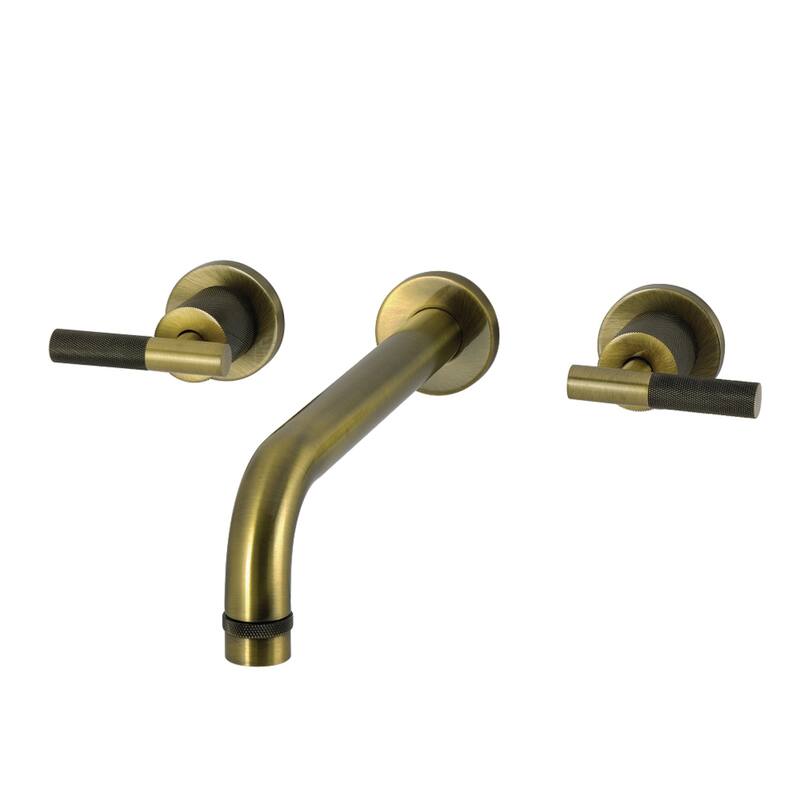 Kingston Brass Convergent Two-Handle Wall Mount Roman Tub Faucet with Knurled Handle - Antique Brass