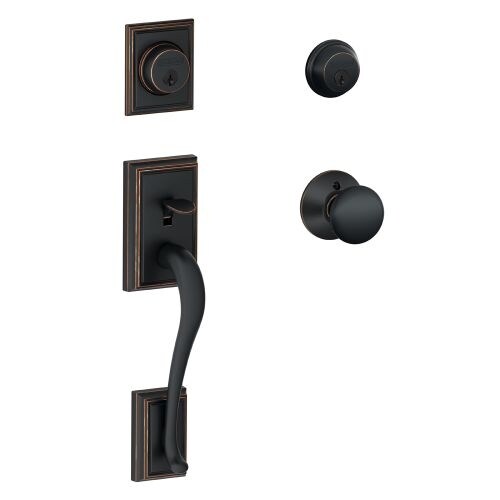 Schlage F62-ADD-PLY Double Cylinder Addison Handleset with Plymouth Interior Knob from the F-Series