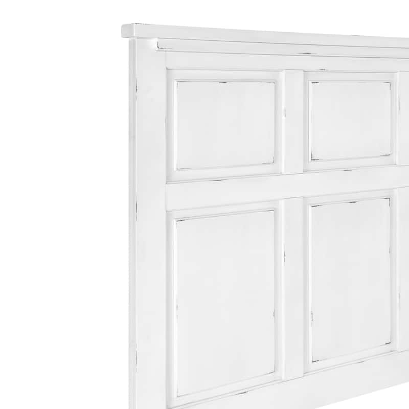 Gemi Queen Size Bed with Headboard, Footboard, Clean Design White Wood