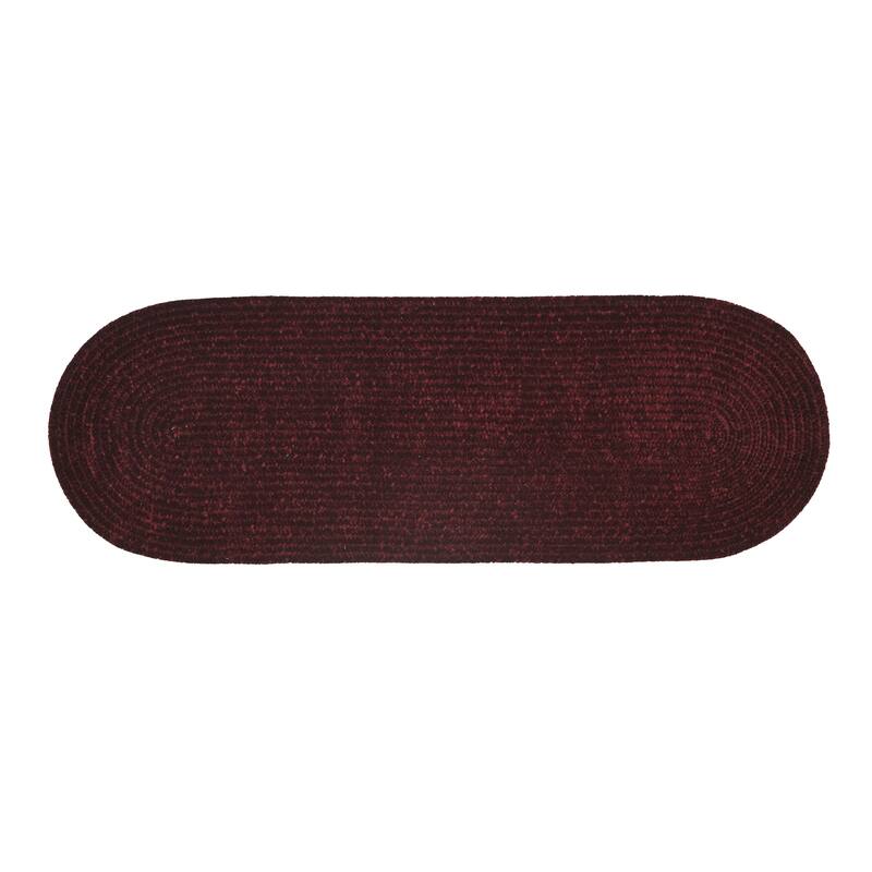 Better Trends Chenille Tweed & Solid Braid 100% Polyester Stain Resistant, Double Sided Reversible Indoor Area Rug - 24" x 72" Runner - Burgundy