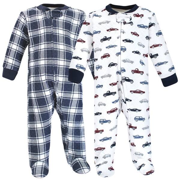 slide 1 of 1, Hudson Baby Infant Boy Premium Quilted Zipper Sleep and Play, Cars 0-3 Months - Cars