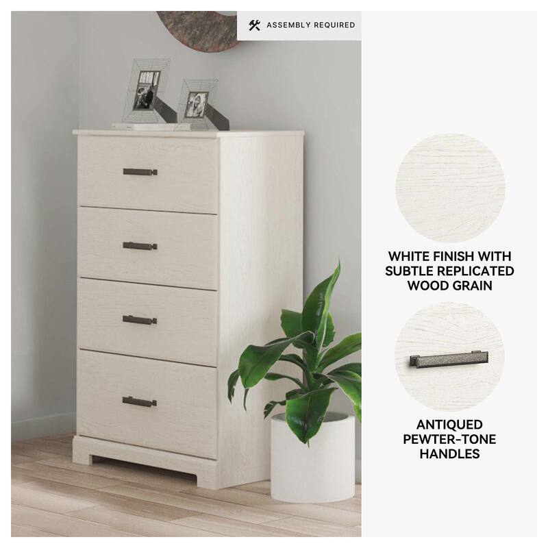 Stelsie White Four Drawer Chest