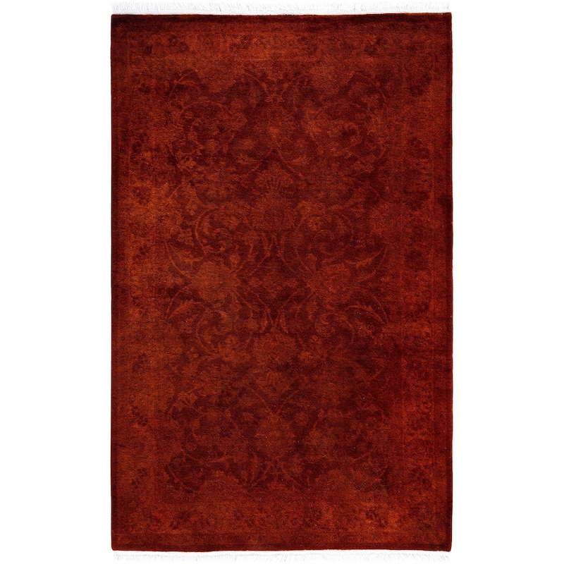 Overdyed One-of-a-Kind Hand-Knotted Area Rug - Orange - 3' 2" x 5' 1"