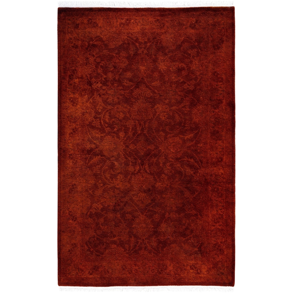 Overdyed One-of-a-Kind Hand-Knotted Area Rug - Orange - 3' 2" x 5' 1"