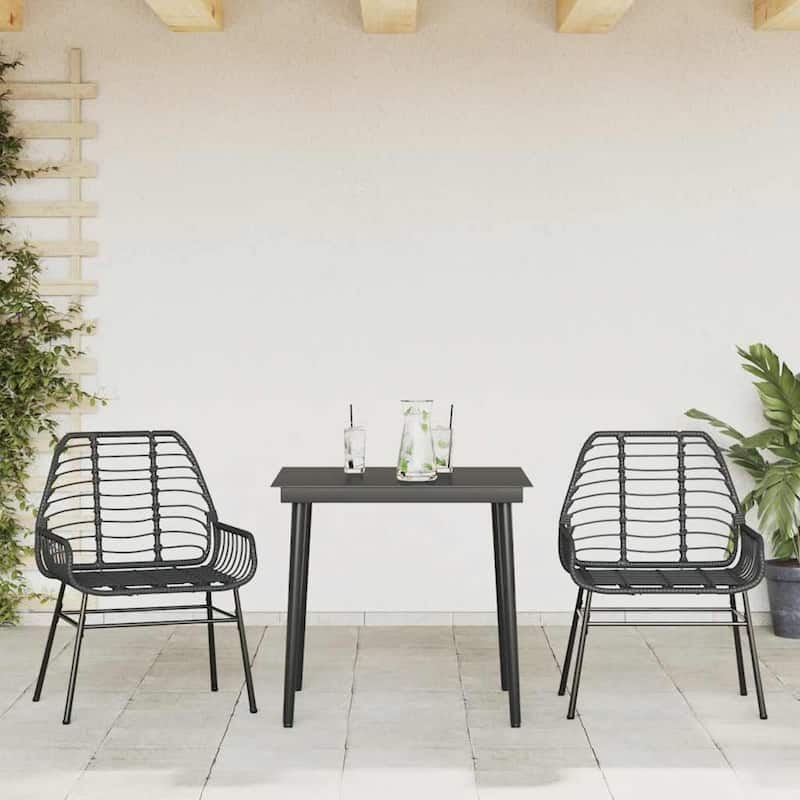 vidaXL Garden Dining Set Black - 31.5 x 31.5 x 29.1