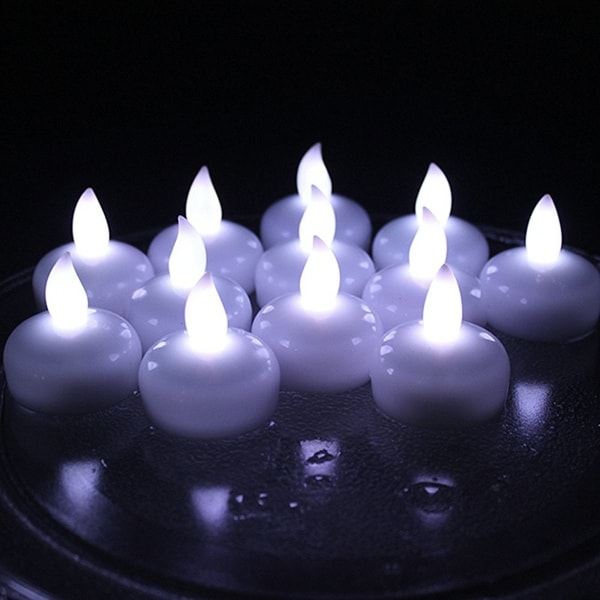 AGPtek Lot 12 LED Floating Tea Waterproof Wedding Party Floral Decoration Candle White