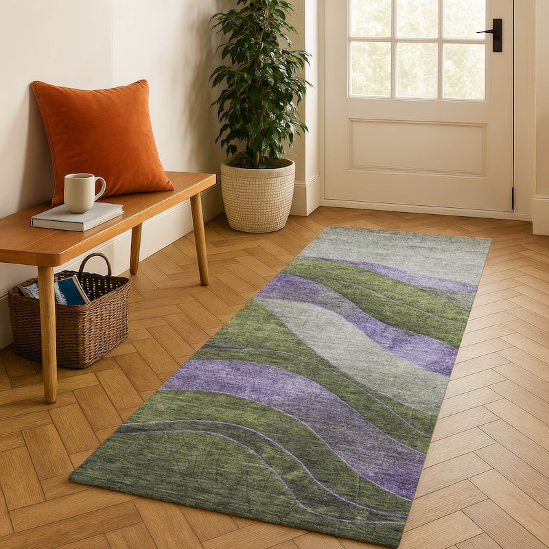Premium Washable Super Soft Mayfield Rug - Olive - 2'3" x 7'6"