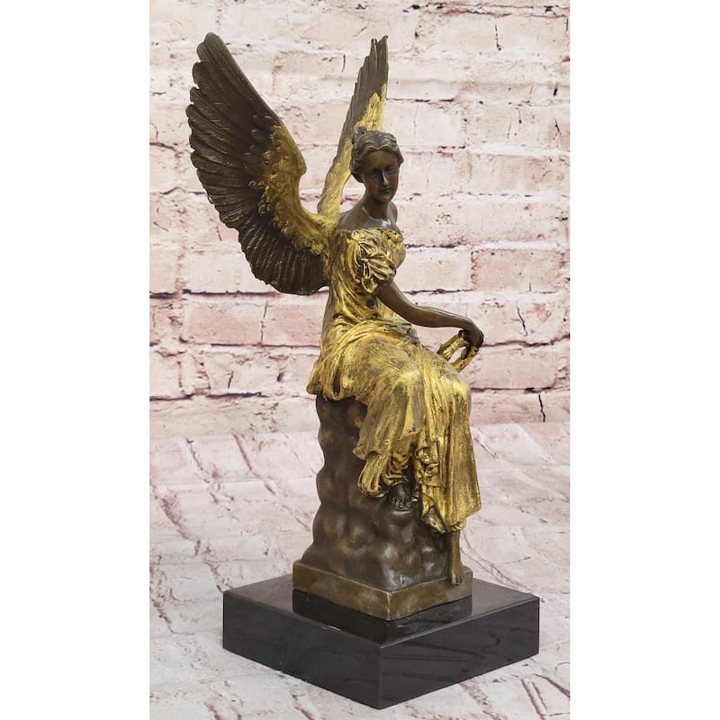 Art Deco Xmas Christmas Angel Bronze Sculpture Louver Museum Quality Home Decor