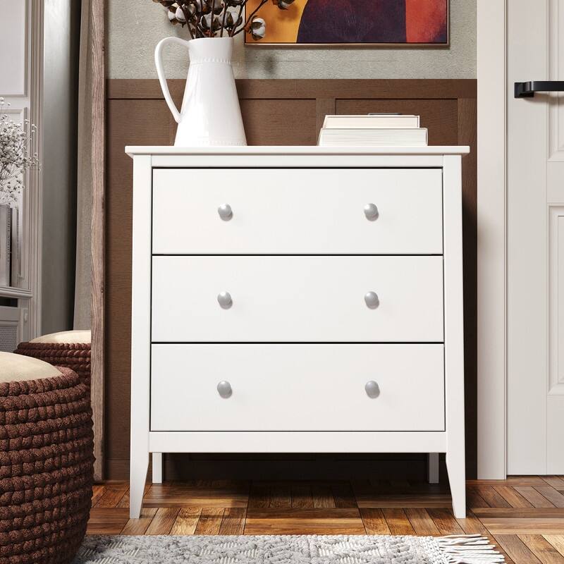 Jela Solid Wood 3 Drawer Dresser - White