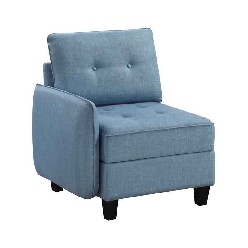 Dorian 30" Textured Fabric with One Arm Chair - Storage, Button-Tufted - Blue