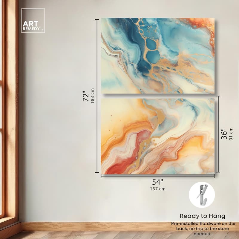 Marbled Sunrise I Canvas Set of 2 by Art Remedy, Gallery Wrapped