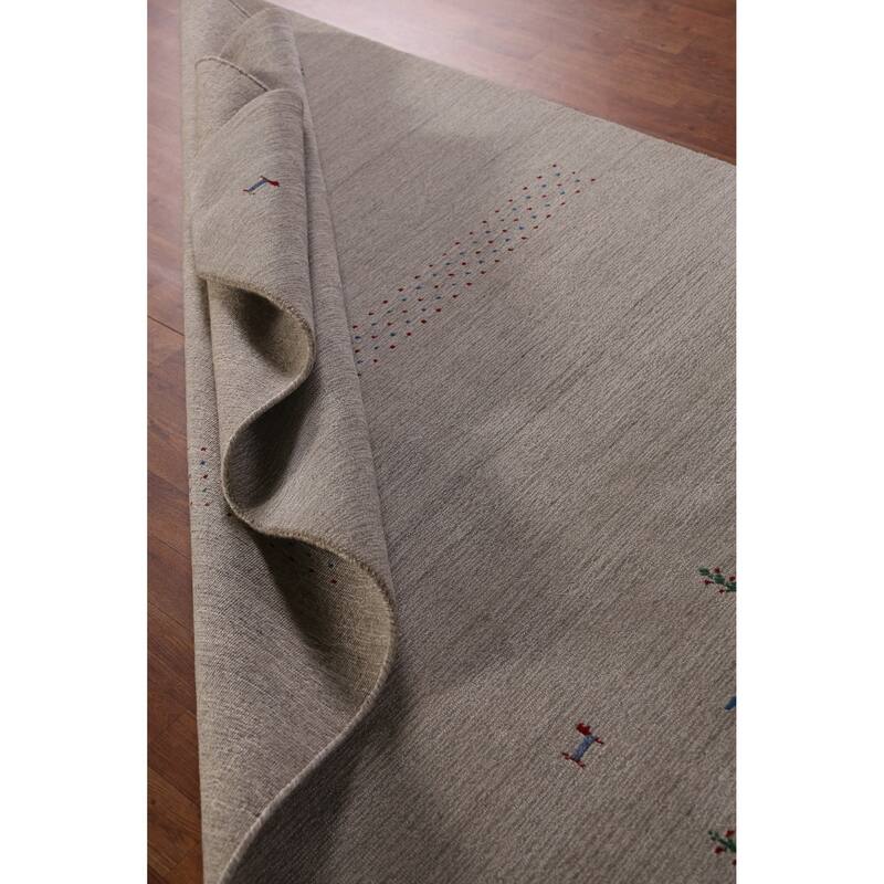 Modern Tribal Gabbeh Indian Area Rug Handmade Grey Wool Carpet - 5'3" x 7'7"