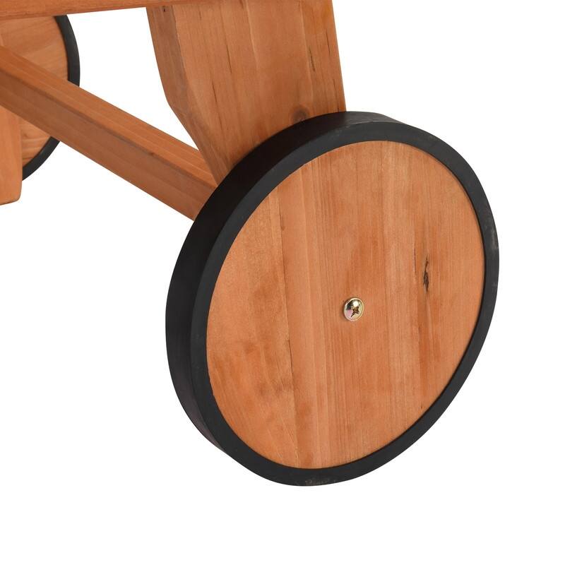 Patio Rolling Wooden Chaise Lounge withe Cup Holder