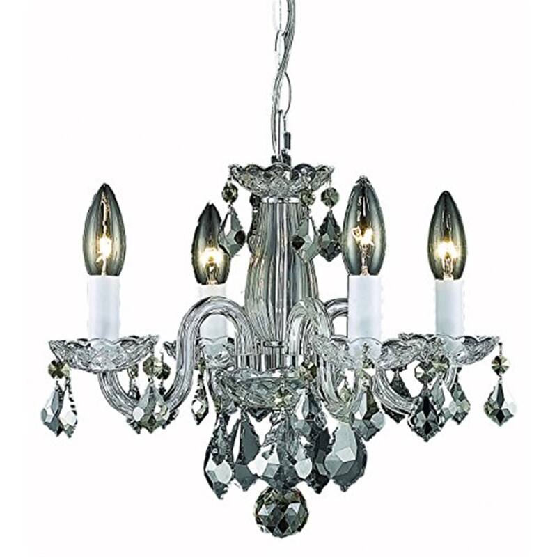 Chrome Pendant Light - 4-Light Rococo Style Crystal Chandelier for Dining Room - 12