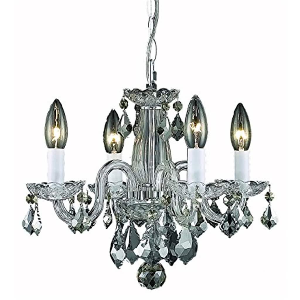 Chrome Pendant Light - 4-Light Rococo Style Crystal Chandelier for Dining Room - 12