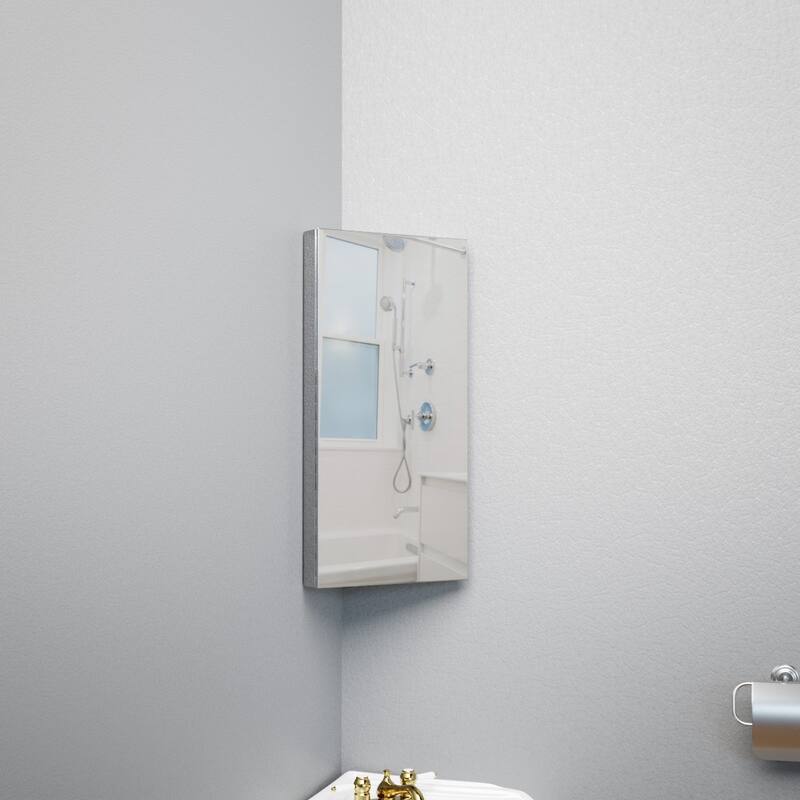 Infinity Stainless Steel Corner Medicine Cabinet Wall Mount 23.6" x 11.8" with Mirror