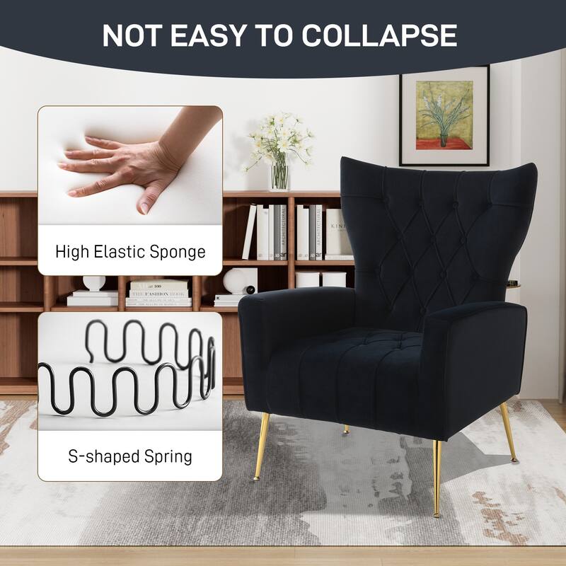 Ouyessir Upholstered Tufted Accent Chair with Ottoman