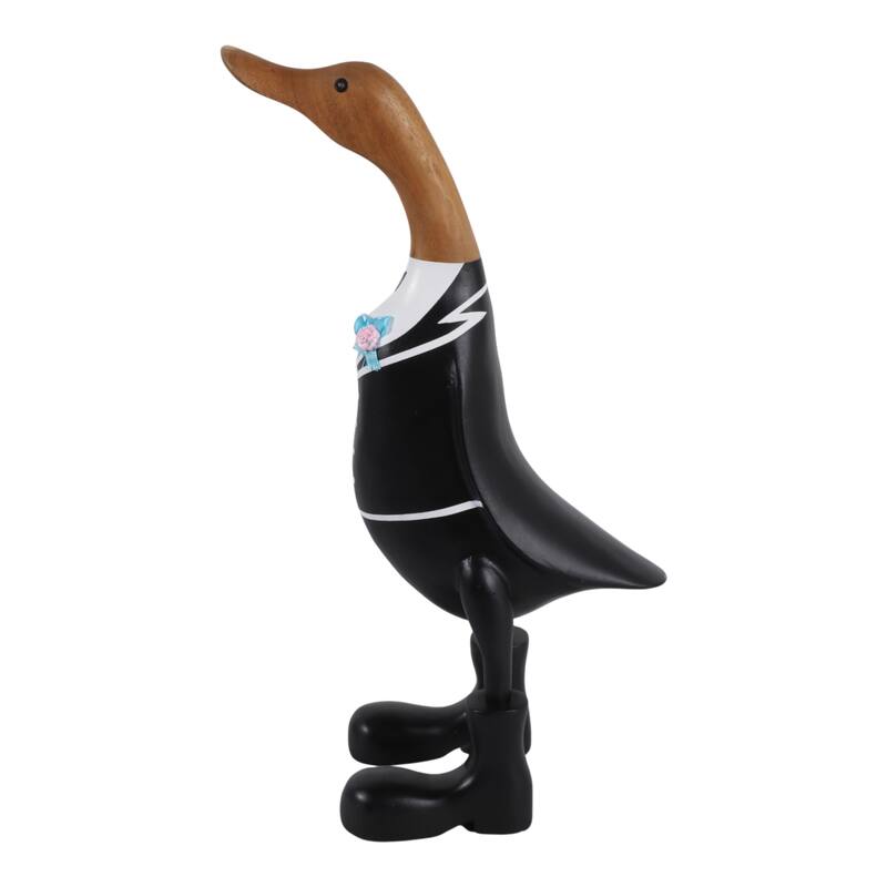 Decorative Wooden Wedding Duck Figurine Sculpture - 16.0"