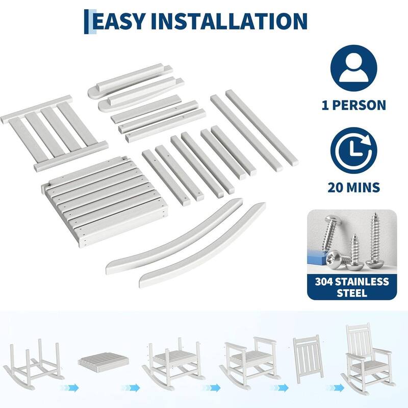2 PCS HDPE Rocking Chair Outdoor, Porch Rocker Chairs for Patio Front Porch