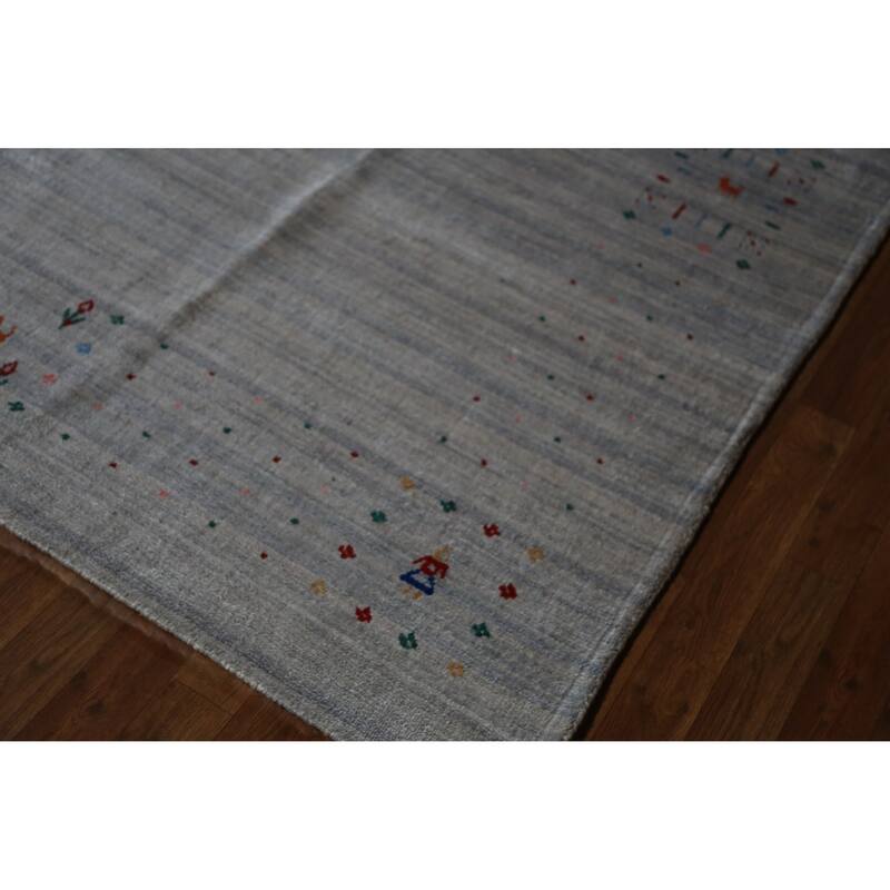 Hand Knotted Oriental 100% Wool Carpet Tribal Tribal Greys & Charcoal Gabbeh Area Rug - 12' 4'' X 9' 1''