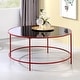 preview thumbnail 4 of 12, Llewellyn Contemporary 36-inch Glass Top Round Coffee Table by Furniture of America
