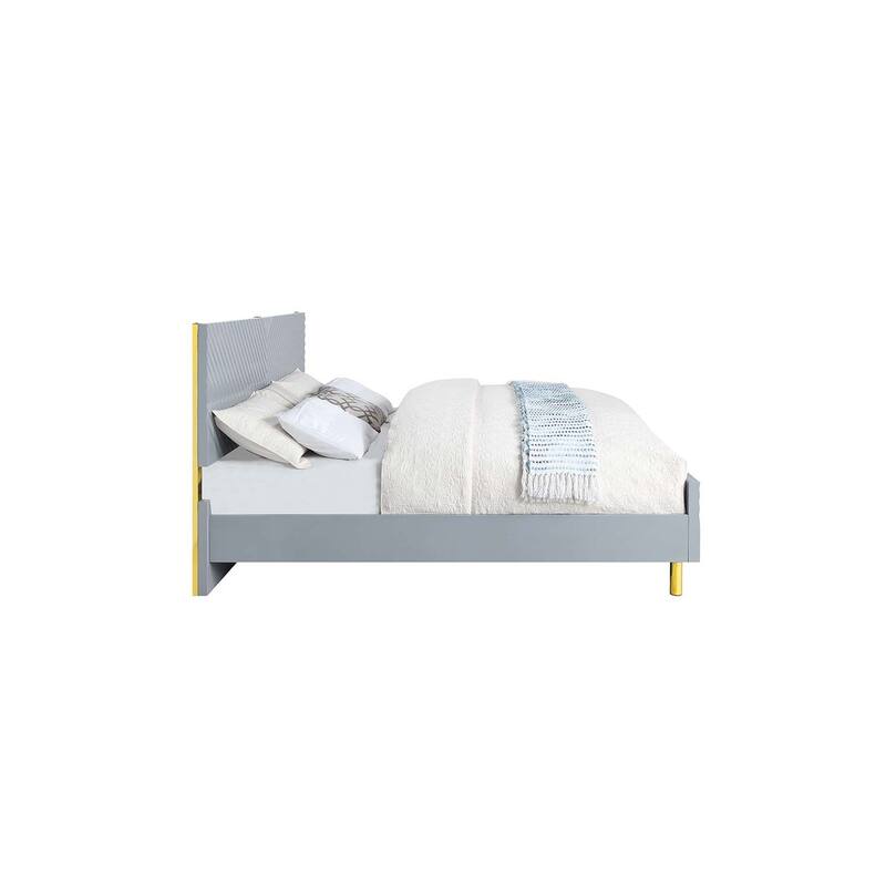 QUEEN Bed with High Gloss Finish - Modern Gray Bedroom Furniture - Island Oasis