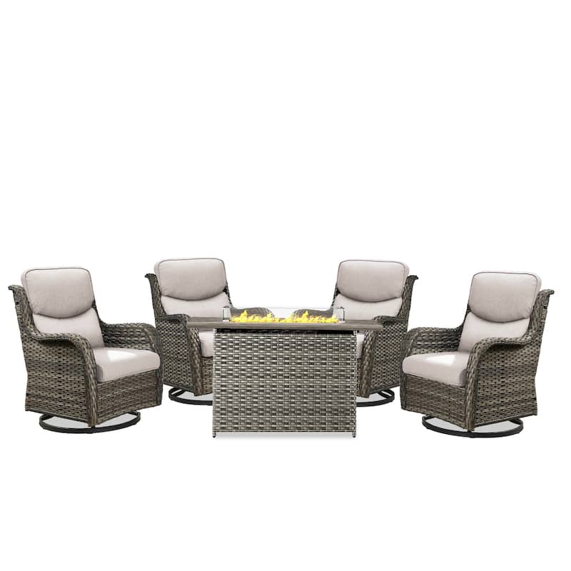 Pocassy Outdoor Swivel Chairs with 5 Inch Cushion Set