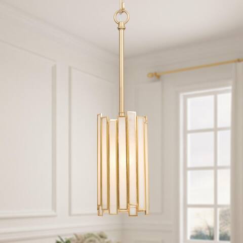 Modern Gold 1-Light Cylinder Glass Kitchen Island Pendant Lights for Dining Room