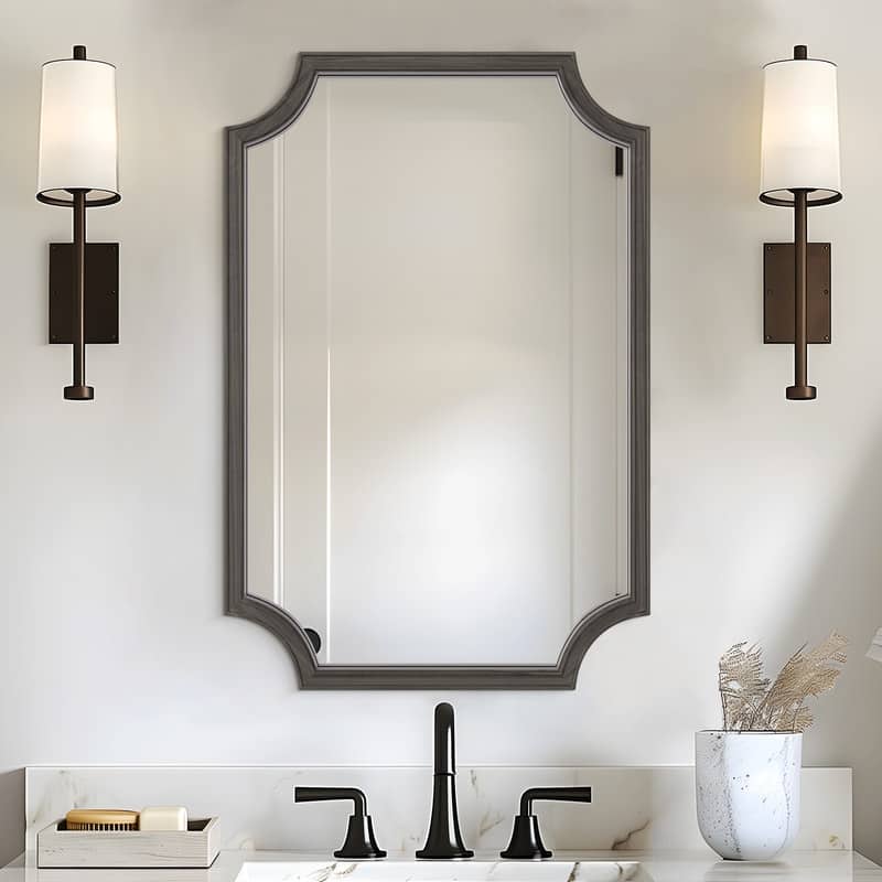 Full Scalloped Corners Arch Square Mirror
