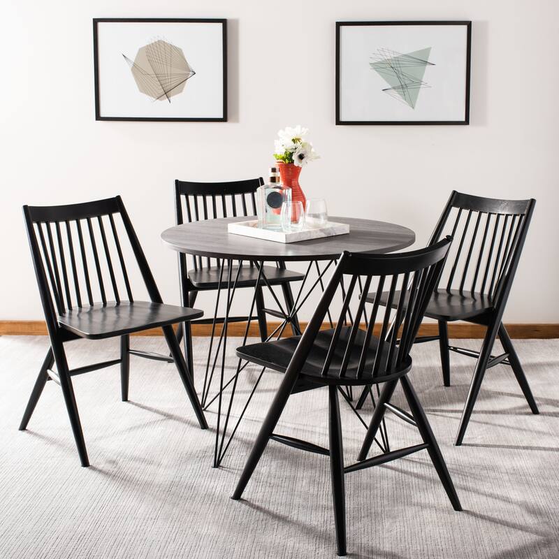 SAFAVIEH Orelia 19 Inch Black Spindle Dining Chair (Set of 2) - 21Wx22Dx34H