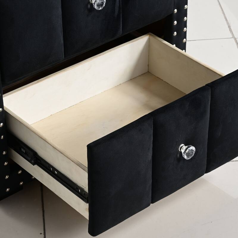 247 Shop At Home Fynor Modern Velvet 2-Drawer Nightstand (Set of 2)