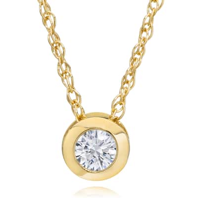 1/2ct Lab Grown Bezel Solitaire Diamond Pendant Yellow Gold Necklace