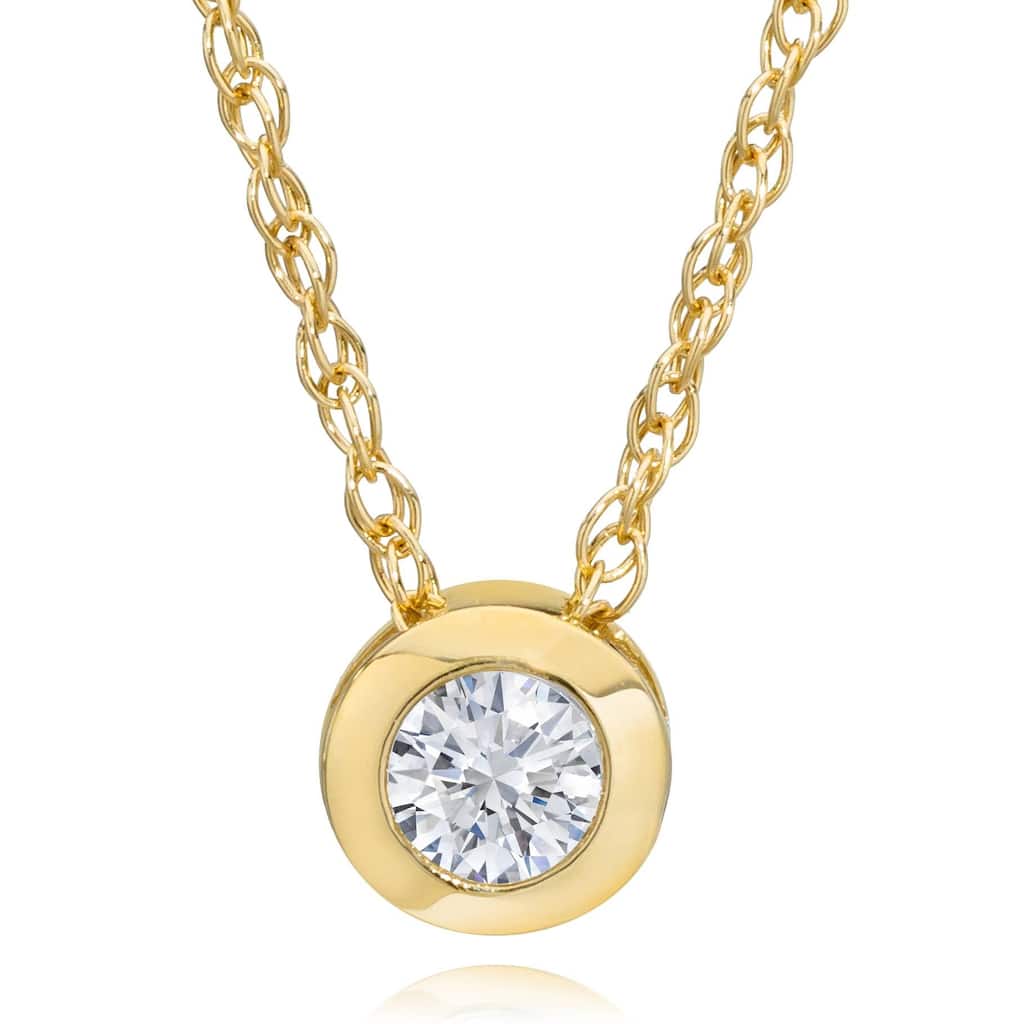 Bliss Diamond 1/2ct Lab Grown Bezel Solitaire Diamond Pendant Yellow Gold Necklace