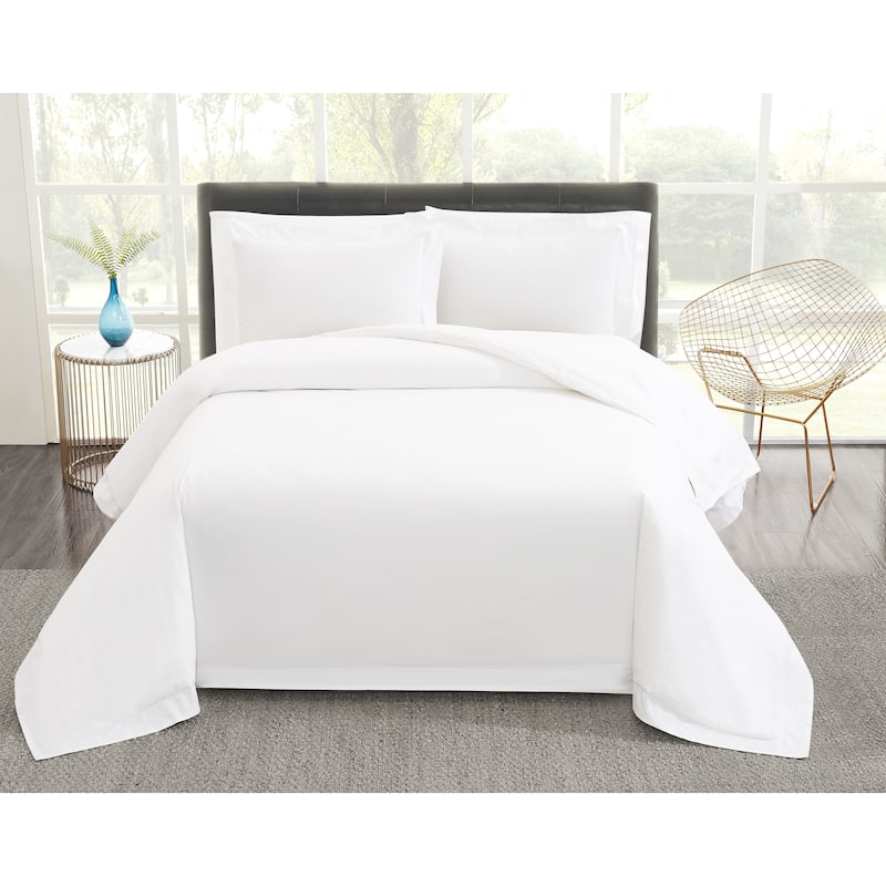 Vince Camuto Solid 400TC Percale 3 Piece Duvet Cover Set
