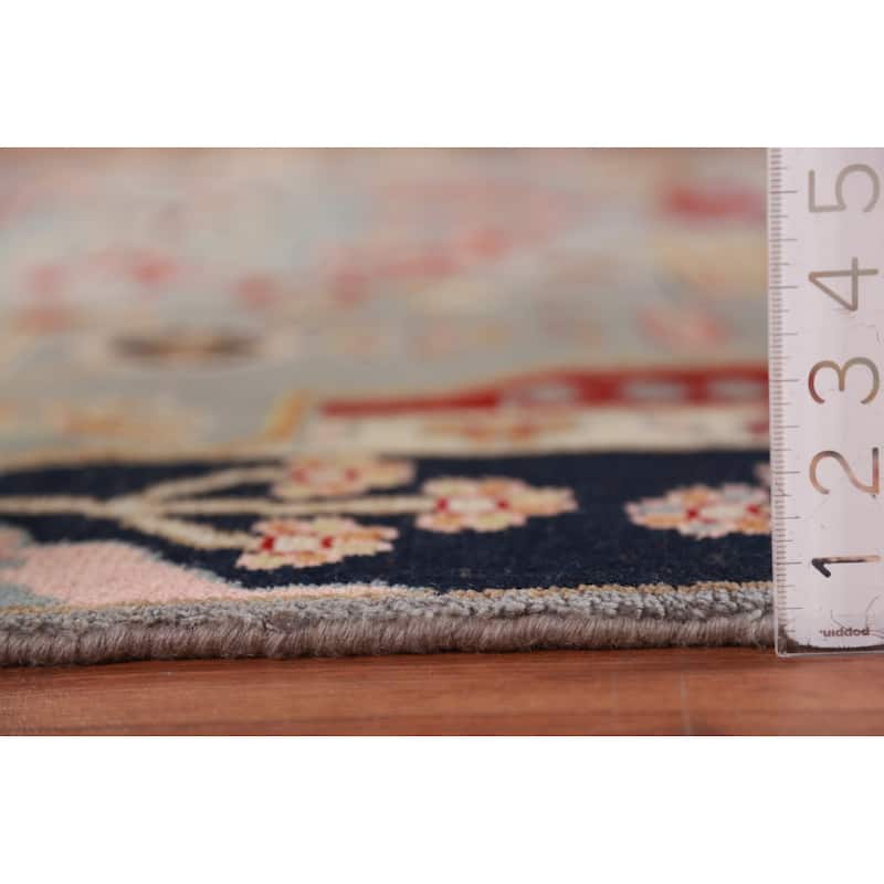 Hand Knotted Oriental 100% Wool Carpet Traditional Medallion Navy Blue & Blues Kazak Area Rug - 9' 9'' X 8' 1''