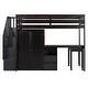 preview thumbnail 33 of 110, Twin/Full Size Loft Bed with Storage Staircase, Wardrobe and Desk, Solid Wood Loft Bedframe with 2 Storage Drawers and Shelves