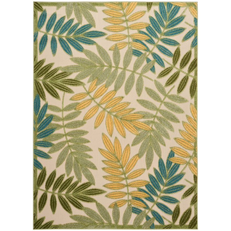 Nourison Aloha Leaf Print Vibrant Indoor/Outdoor Area Rug - 5'3" x 7'5" - Green/Multi