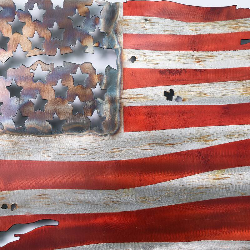 Colorful Hand Painted Etched Metal Wall Sculpture
